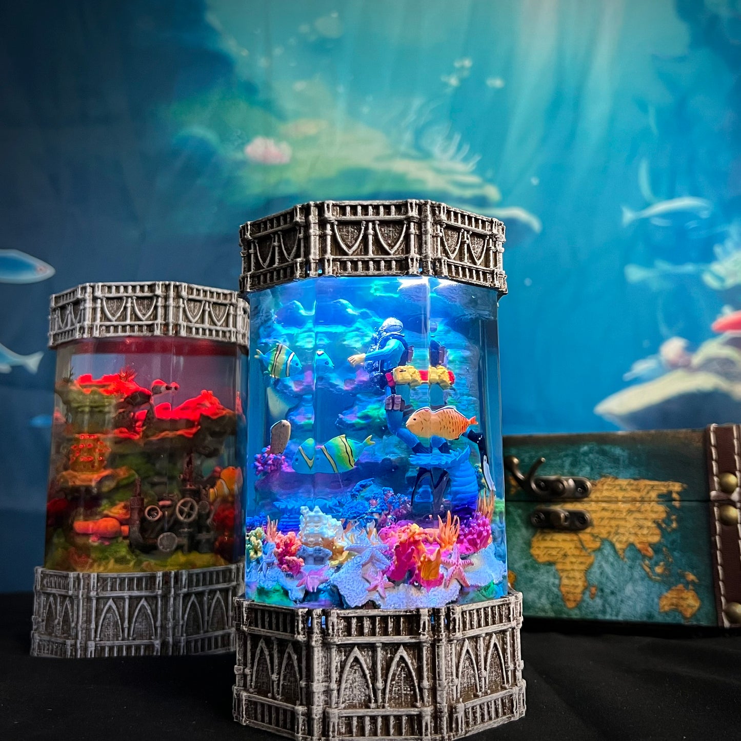 OctoDepth Resin Lamp – Diver's Undersea Adventure