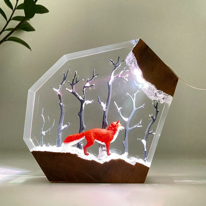 Red Fox in Forest - Epoxy Resin Lamp