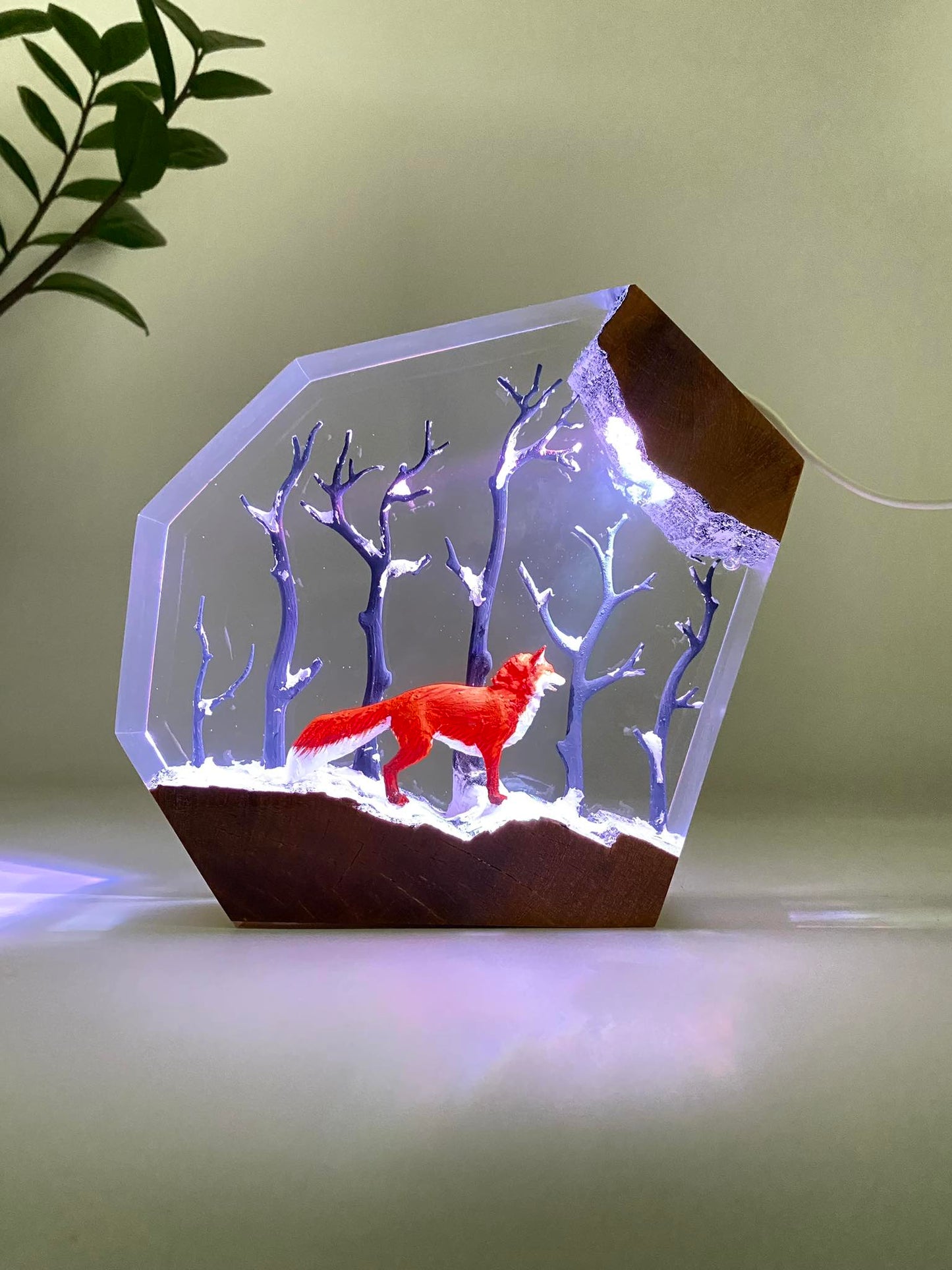 Red Fox in Forest - Epoxy Resin Lamp