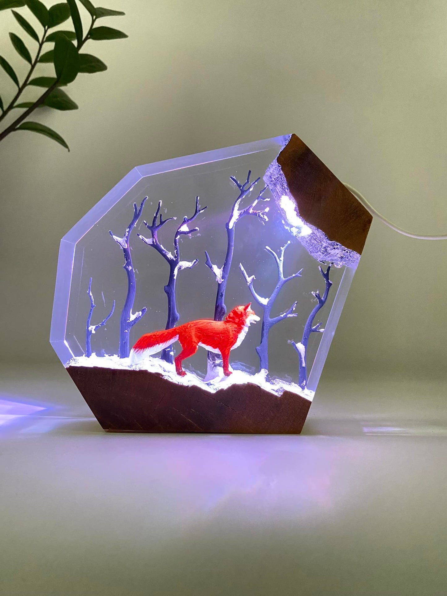 Red Fox in Forest - Epoxy Resin Lamp