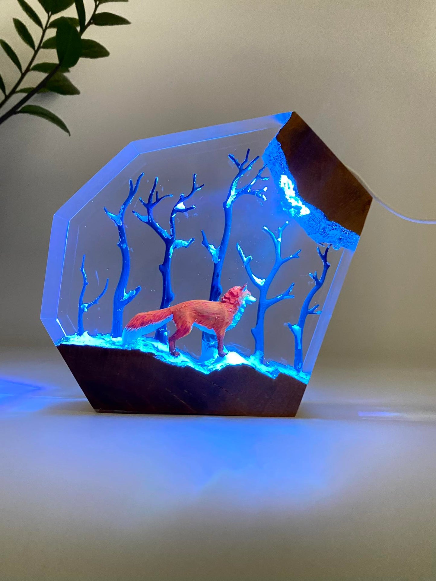 Red Fox in Forest - Epoxy Resin Lamp