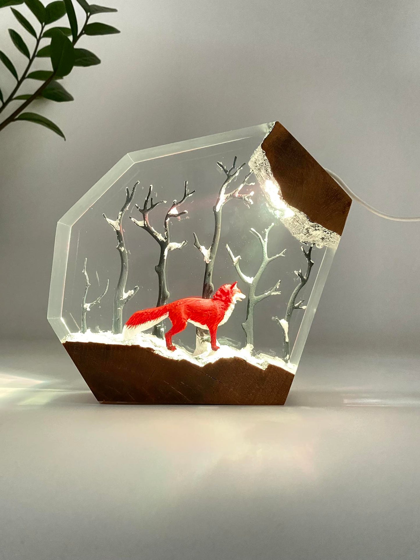 Red Fox in Forest - Epoxy Resin Lamp