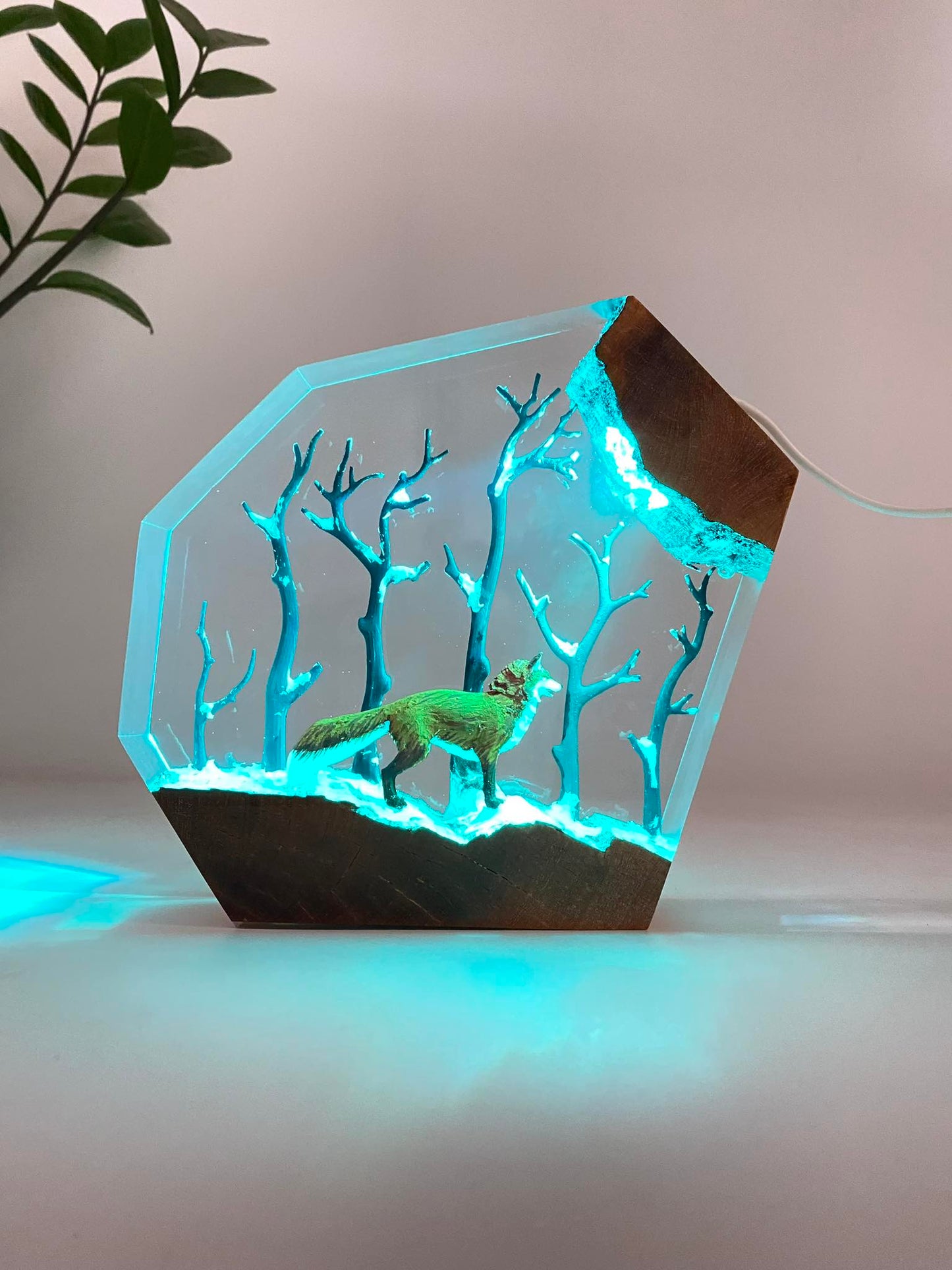 Red Fox in Forest - Epoxy Resin Lamp