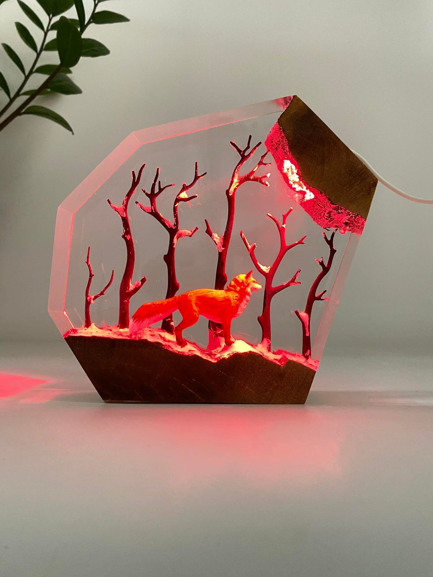 Red Fox in Forest - Epoxy Resin Lamp