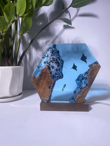 Ray and Diver - Epoxy Resin Lamp