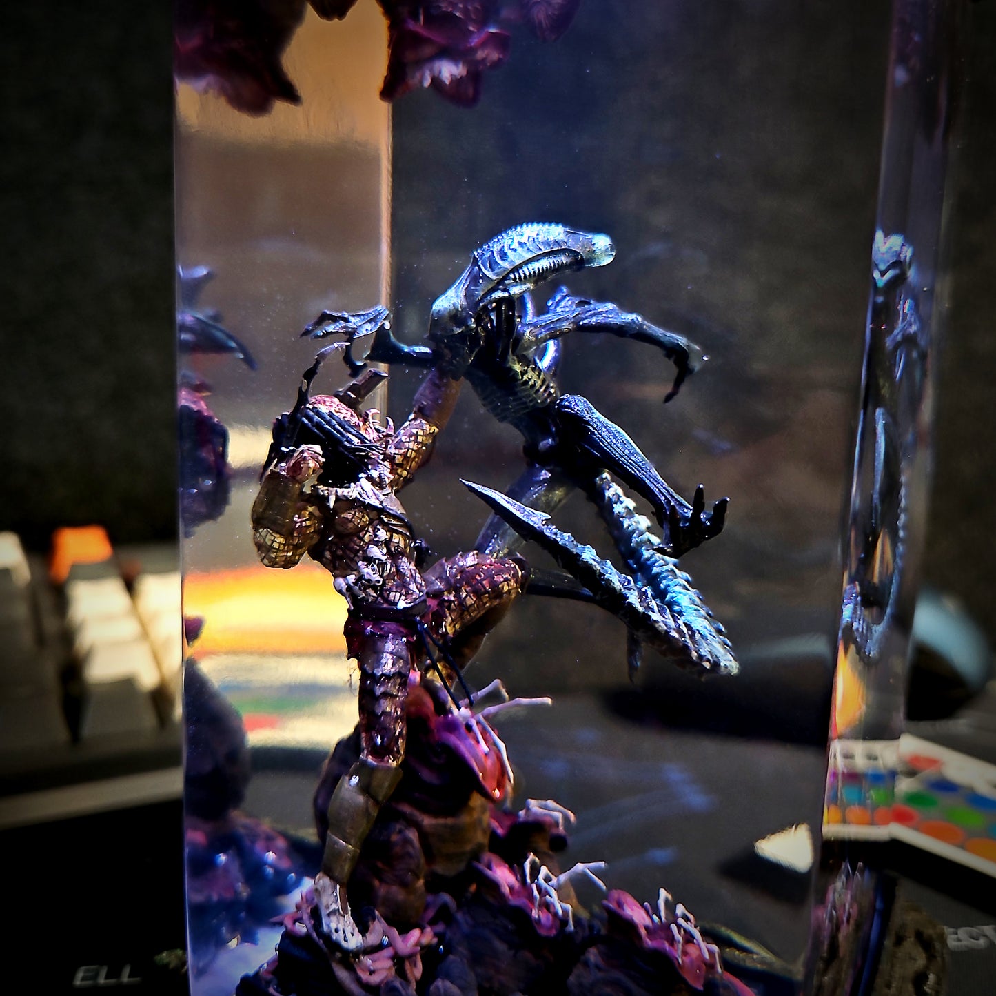 Xenomorph vs Predator resin lamp