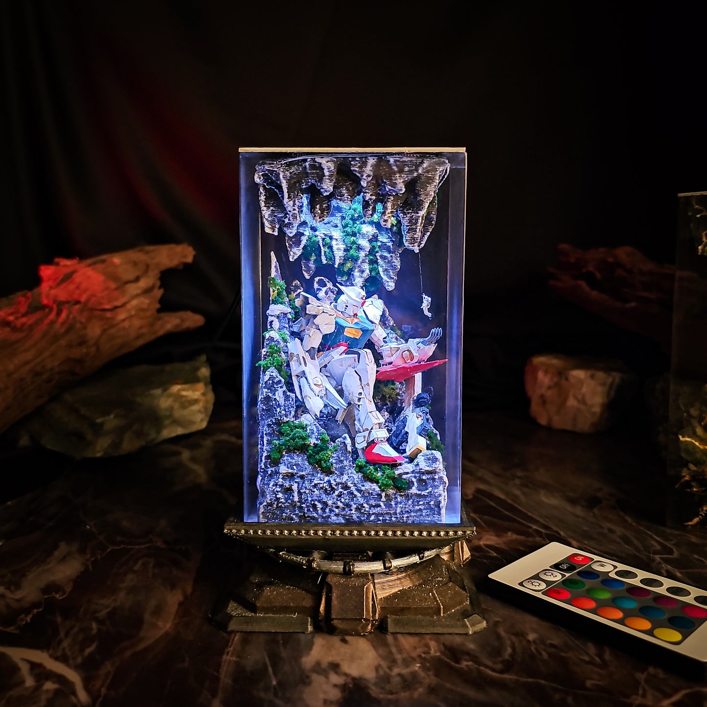 Gundam in Cave v1 resin lamp