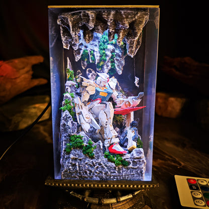 Gundam in Cave v1 resin lamp