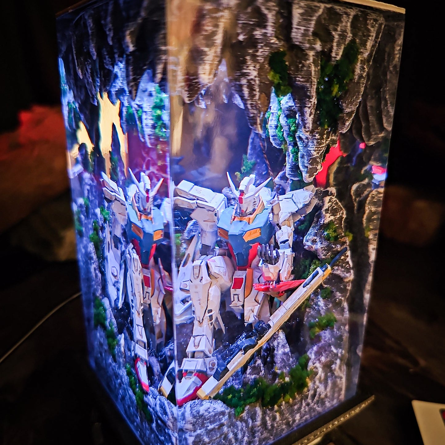 Gundam in Cave v1 resin lamp