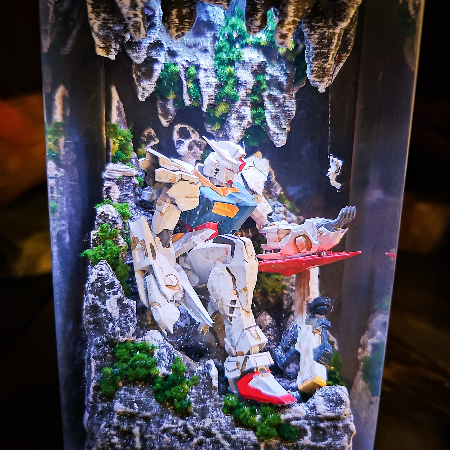 Gundam in Cave v1 resin lamp