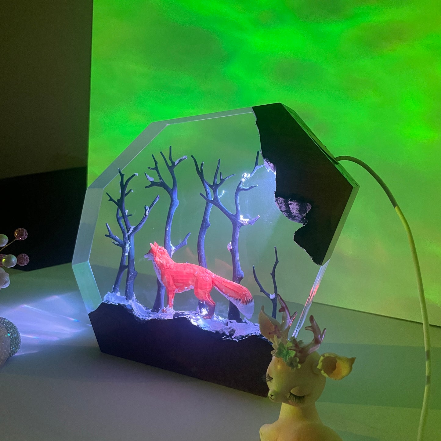 Red Fox in Forest - Epoxy Resin Lamp