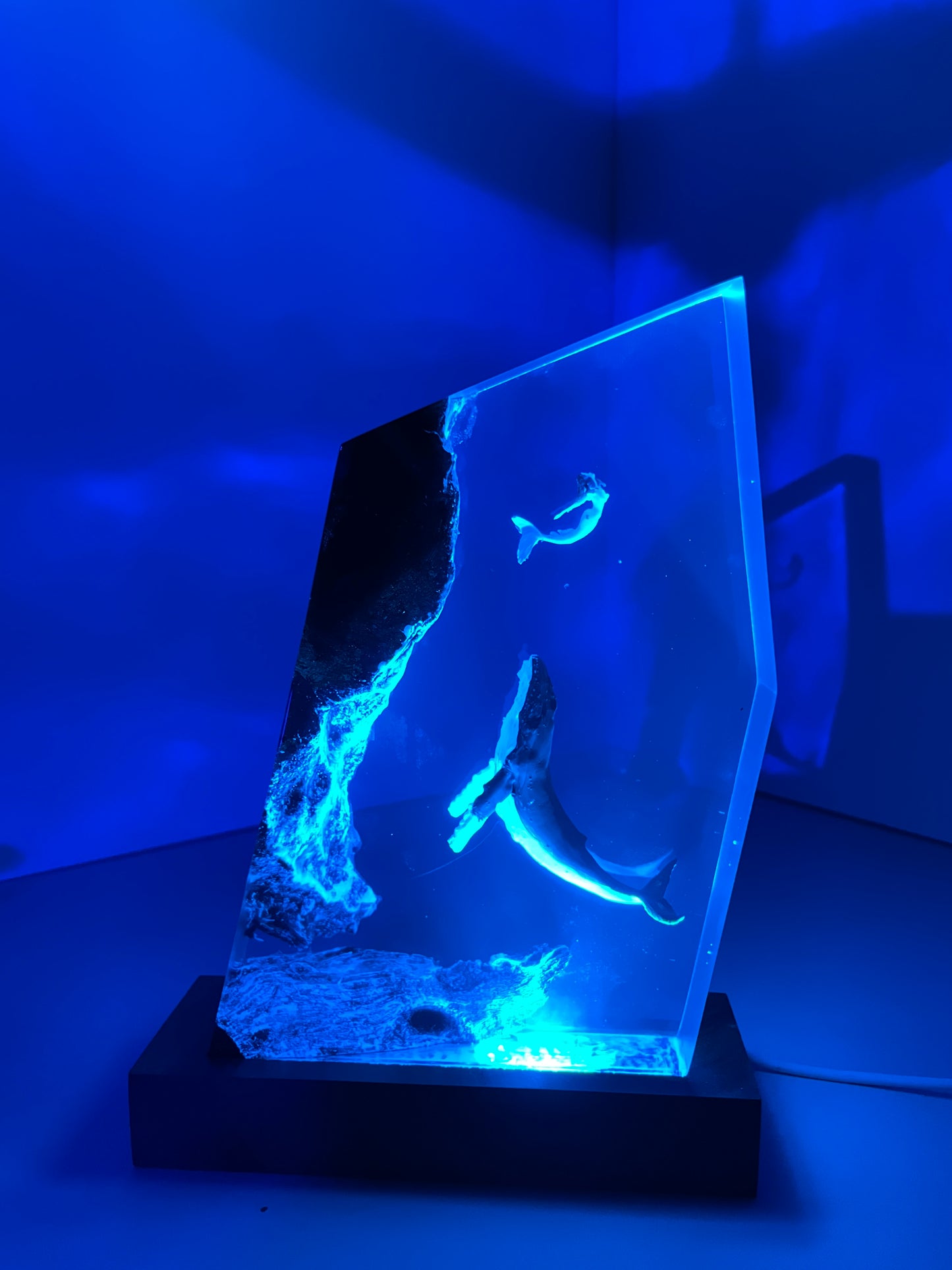 Mermaid and Whale- Epoxy Resin Lamp