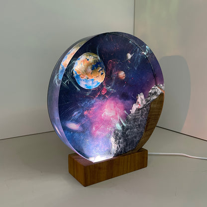 Astronaut and Earth - Epoxy Resin Lamp