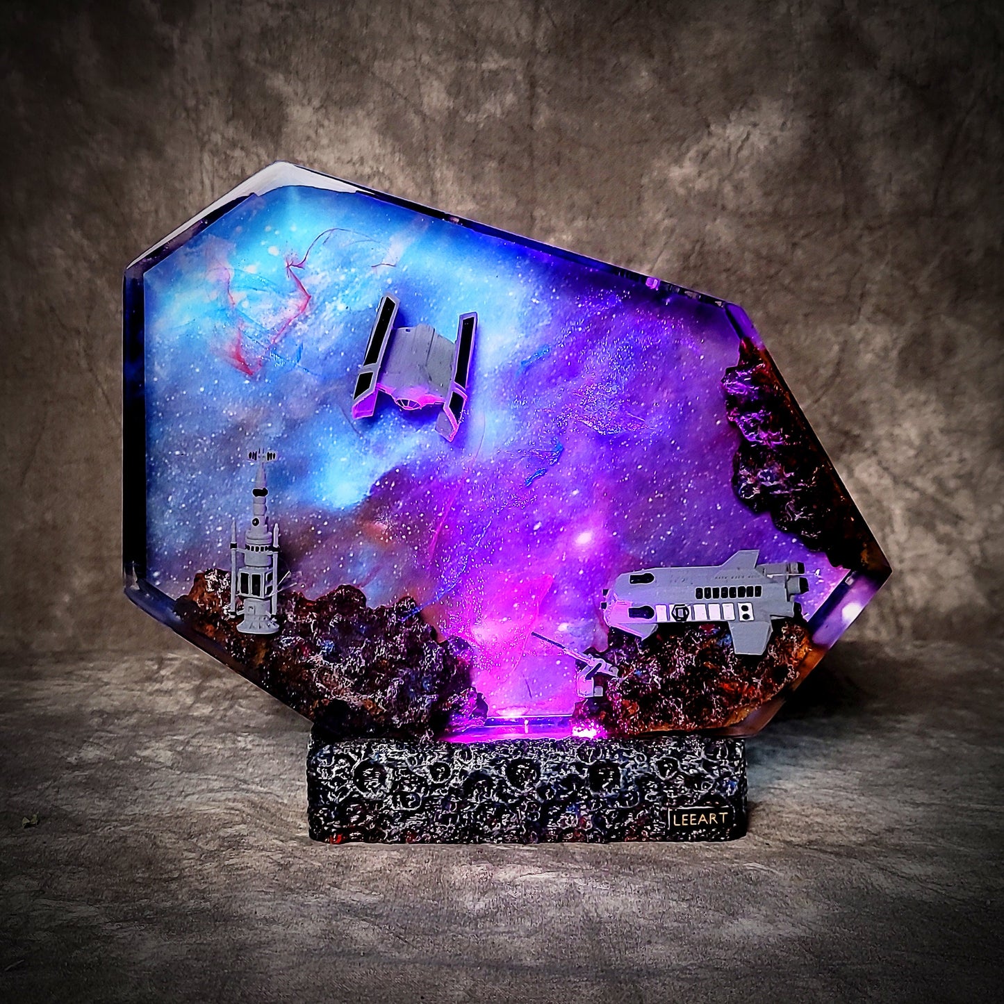 Galaxy SPACESHIPS in INTERSTELLAR Resin Lamp