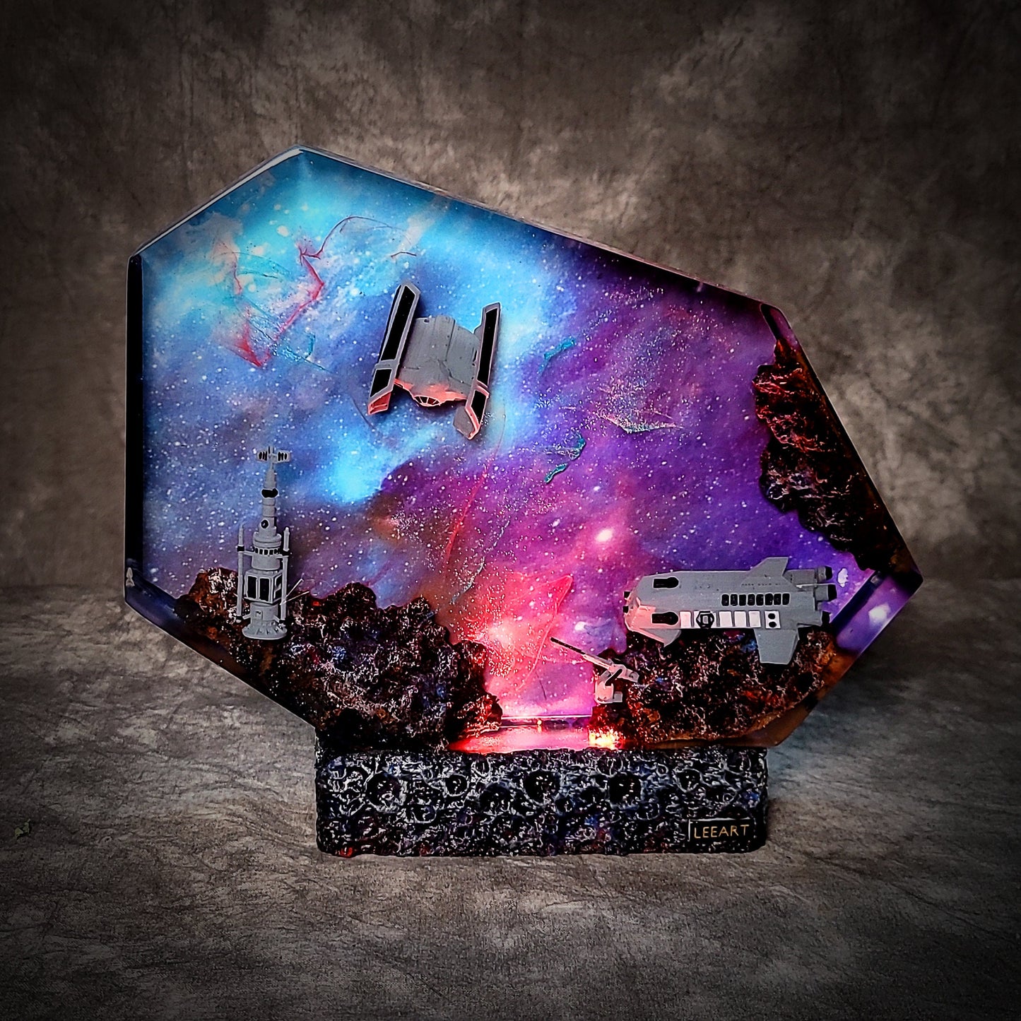 Galaxy SPACESHIPS in INTERSTELLAR Resin Lamp