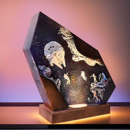 Astronaut and Spaceship - Epoxy Resin Lamp