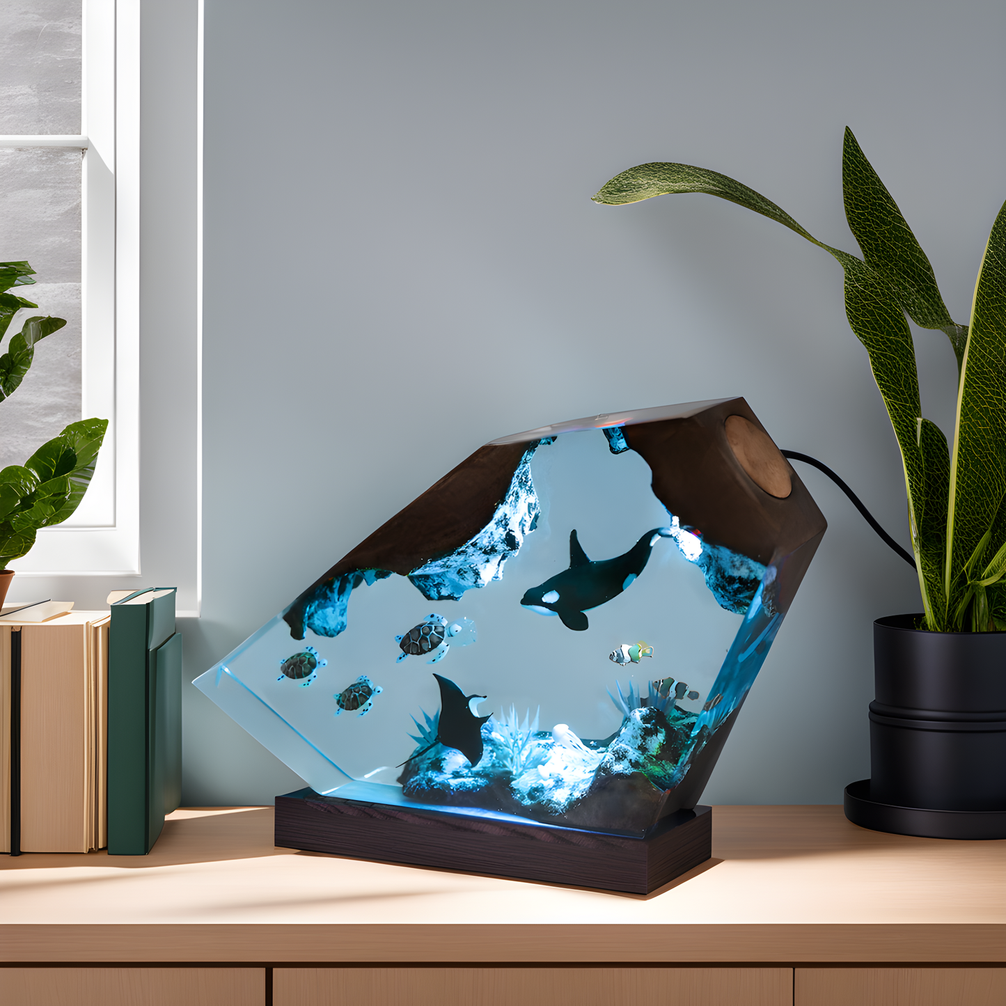 Orcinus orca style - Epoxy Resin Lamp