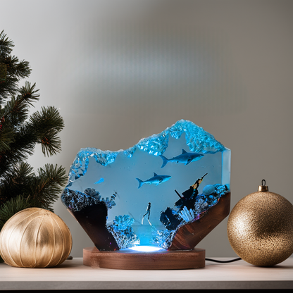 Sharks and Divers -Epoxy Resin Lamp