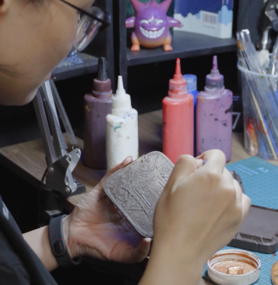 Hand Painting the Lamp Base